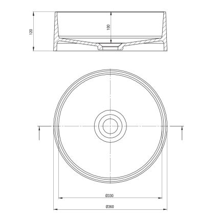 Deante CQS_NU4S - lavoar pentru blat SILIA, Ø 36 cm, granit, negru