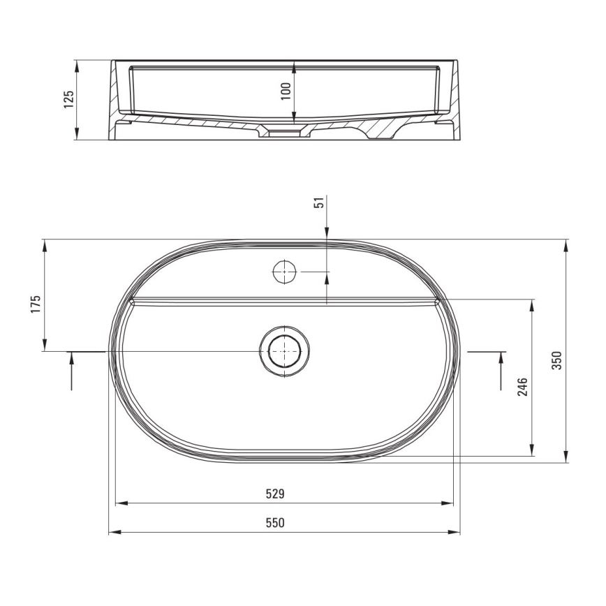 Deante CQS_NU6B - Lavoar pentru montaj pe blat cu orificiu pentru baterie SILIA 35 x 55 cm, granit/negru