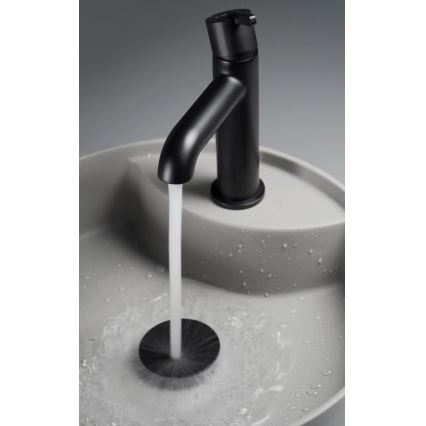 Deante CQS_SU4B - Lavoar SILIA pentru montare pe blat, cu orificiu pentru baterie, Ø 36 cm, granit/gri metalic