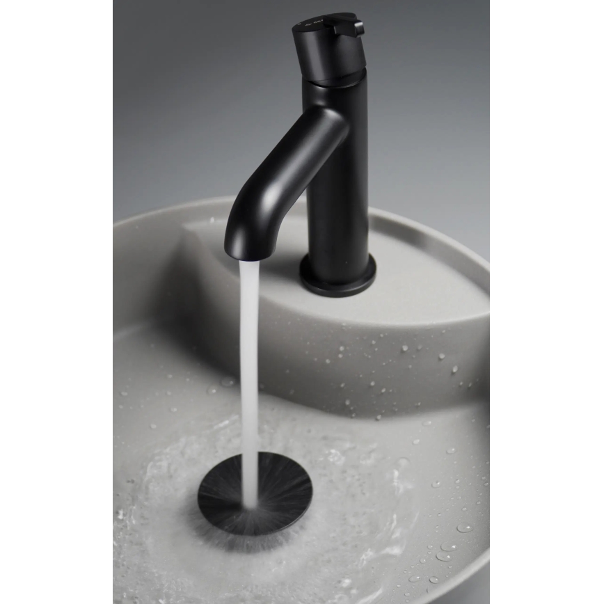 Deante CQS_SU4B - Lavoar SILIA pentru montare pe blat, cu orificiu pentru baterie, Ø 36 cm, granit/gri metalic