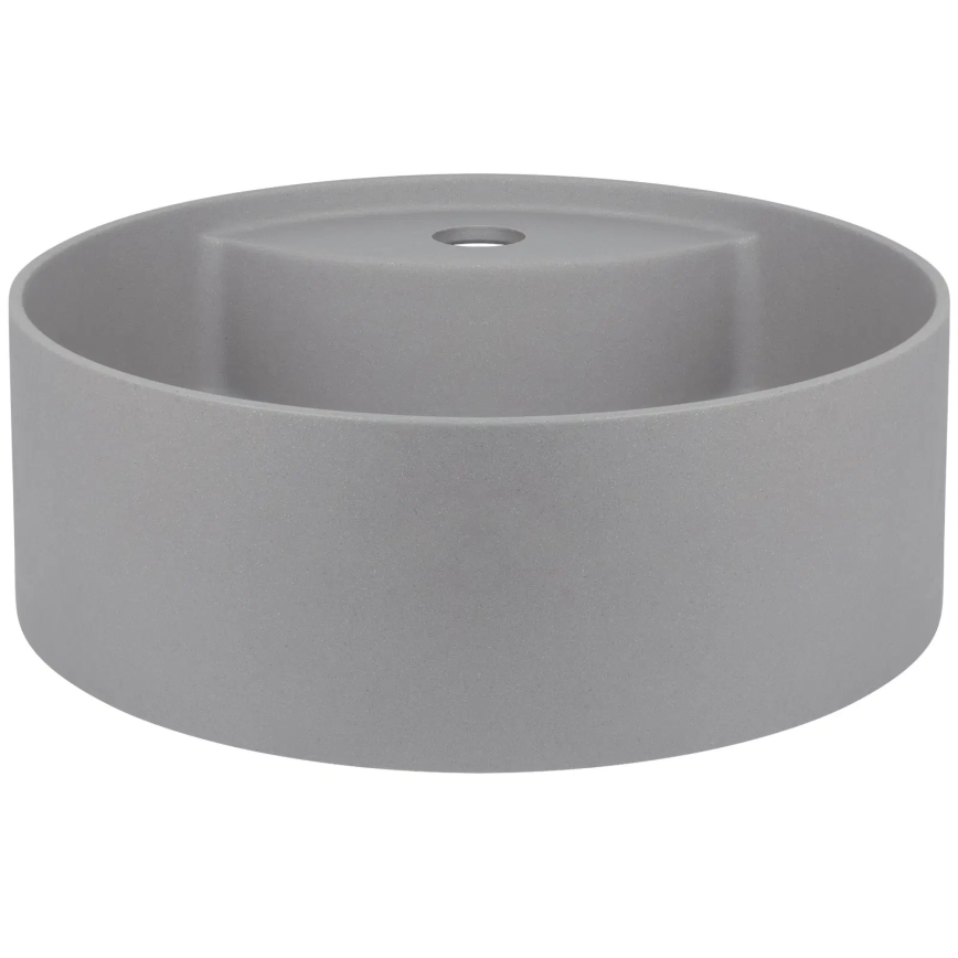 Deante CQS_SU4B - Lavoar SILIA pentru montare pe blat, cu orificiu pentru baterie, Ø 36 cm, granit/gri metalic