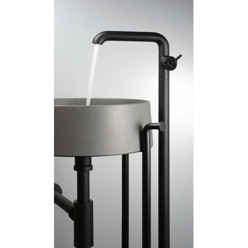 Deante CQS_SU4S - Lavoar pe blat SILIA, Ø 36 cm, granit/gri metalizat