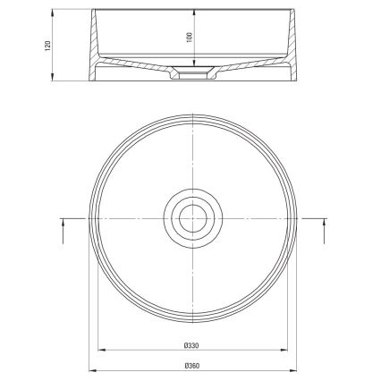 Deante CQS_SU4S - Lavoar pe blat SILIA, Ø 36 cm, granit/gri metalizat