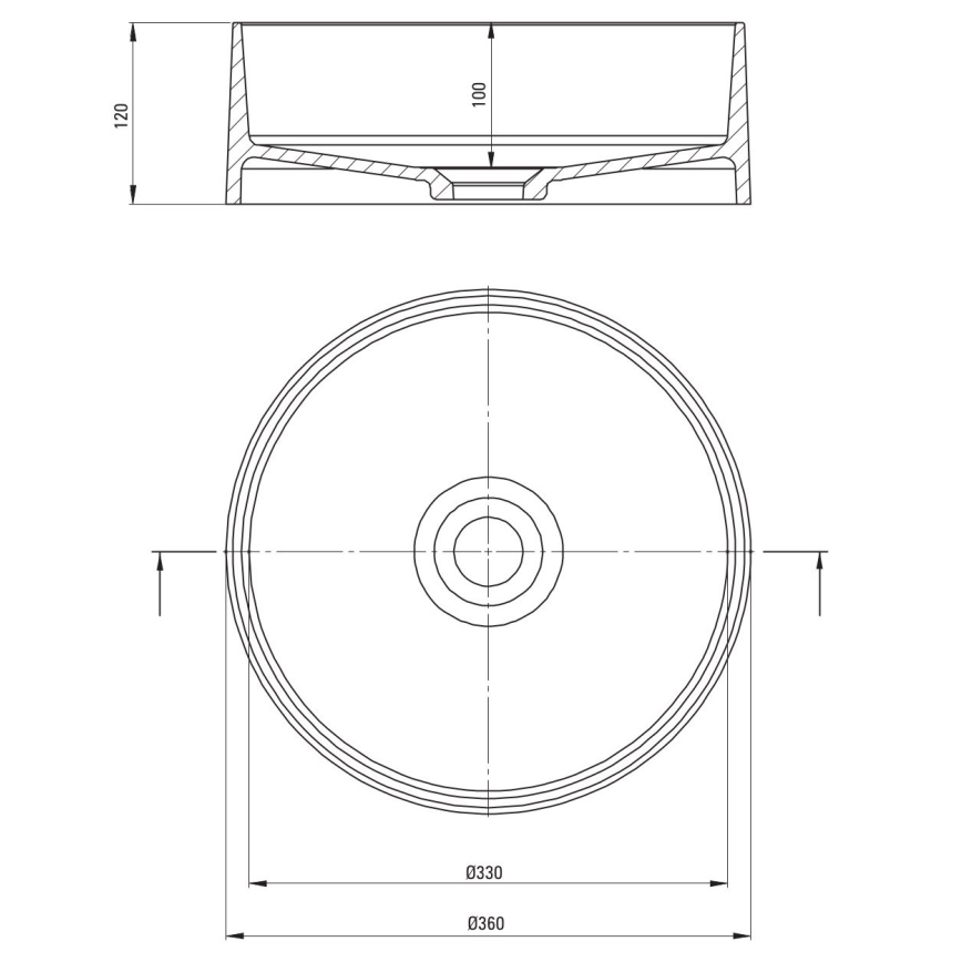 Deante CQS_SU4S - Lavoar pe blat SILIA, Ø 36 cm, granit/gri metalizat