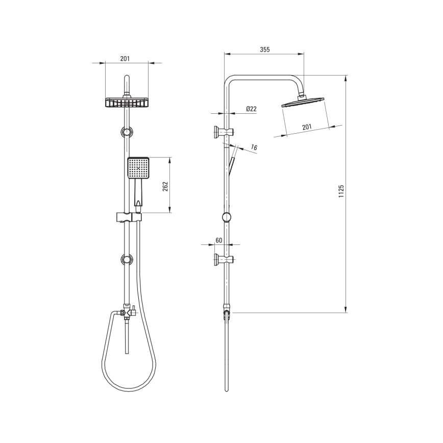Deante NER_N51K - Set de duș BORO, negru