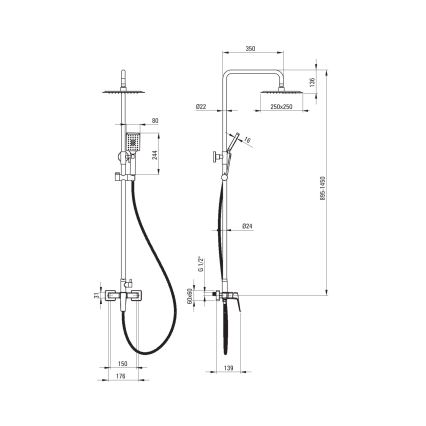 Deante NQL_04XM - Set de duș cu baterie BLUR, crom lucios