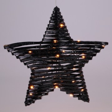 Decorațiune de Crăciun LED 30xLED/3xAA 40 cm alb cald stea/negru