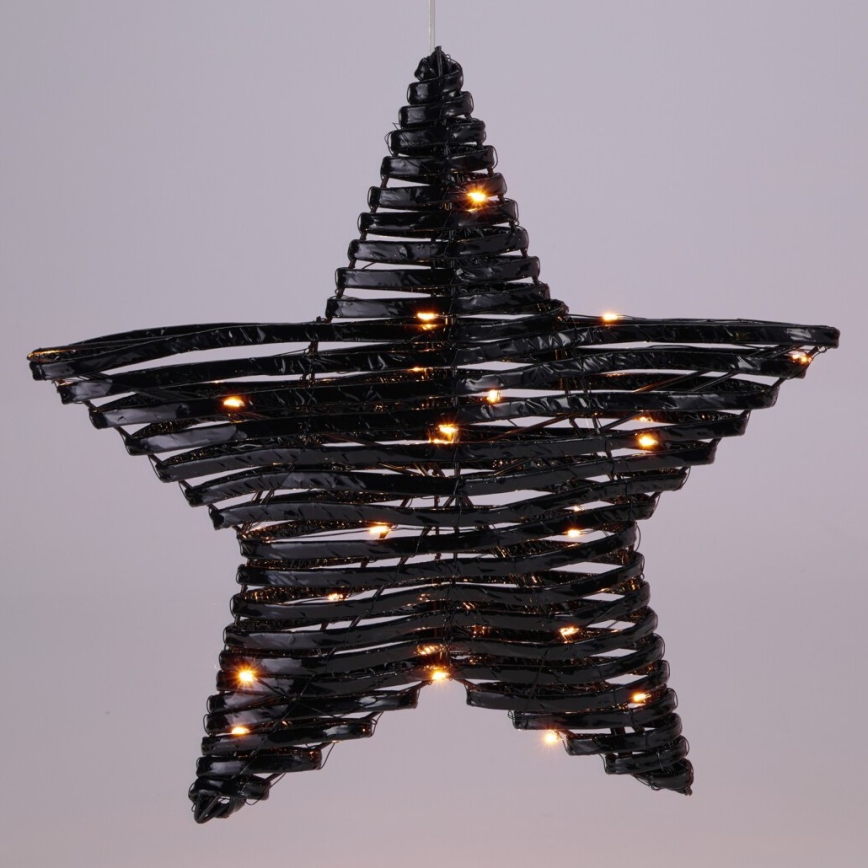 Decorațiune de Crăciun LED 30xLED/3xAA 40 cm alb cald stea/negru