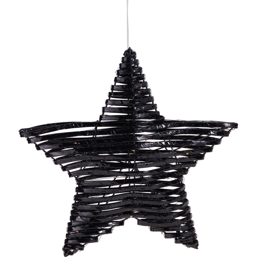 Decorațiune de Crăciun LED 30xLED/3xAA 40 cm alb cald stea/negru