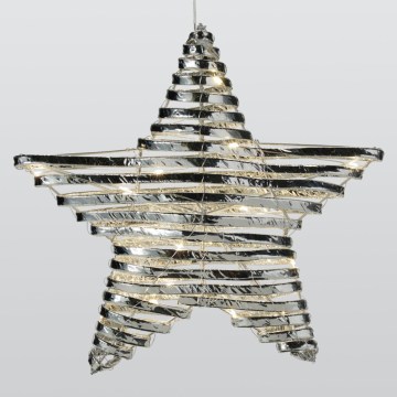 Decorațiune de Crăciun LED 30xLED/3xAA 40 cm stea alb cald/argintie