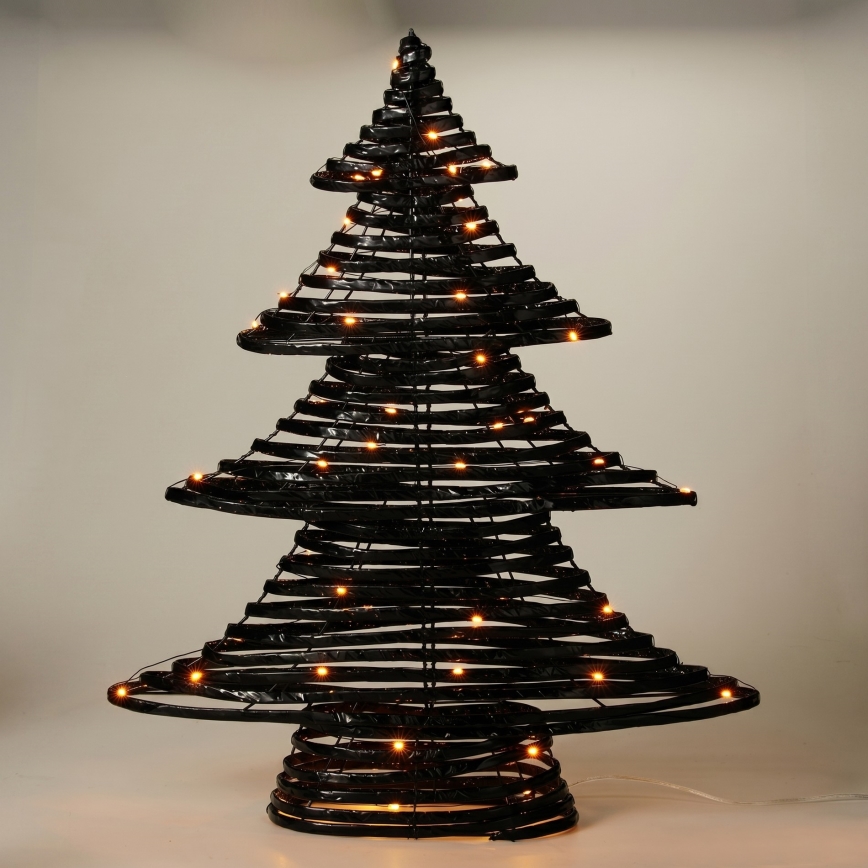 Decorațiune de Crăciun LED 60xLED/3xAA 60 cm lumină albă caldă brad/negru