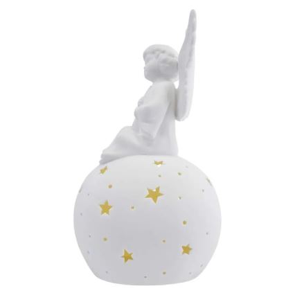Decorațiune de Crăciun LED, înger ceramic, 0,4 W, 2x AA