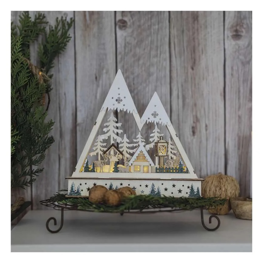 Decorațiune de Crăciun LED, peisaj de iarnă, LED/0,6W/2xAA