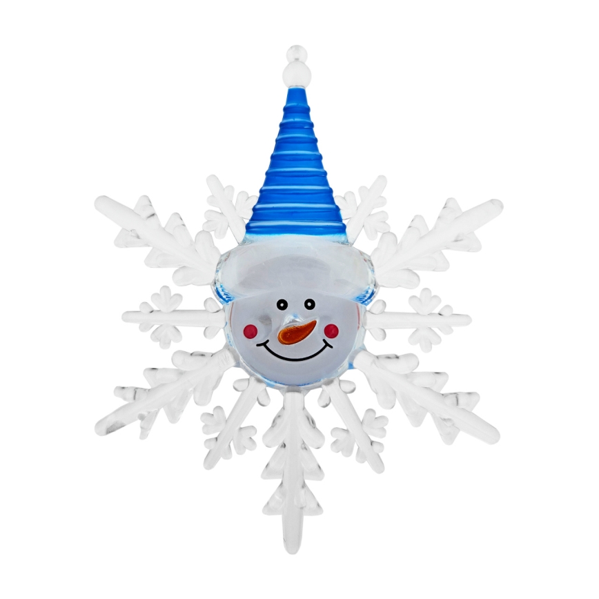 Decorațiune de Crăciun LED RGB cu ventuză, om de zăpadă, LED/3xLR44, roșu/albastru/verde