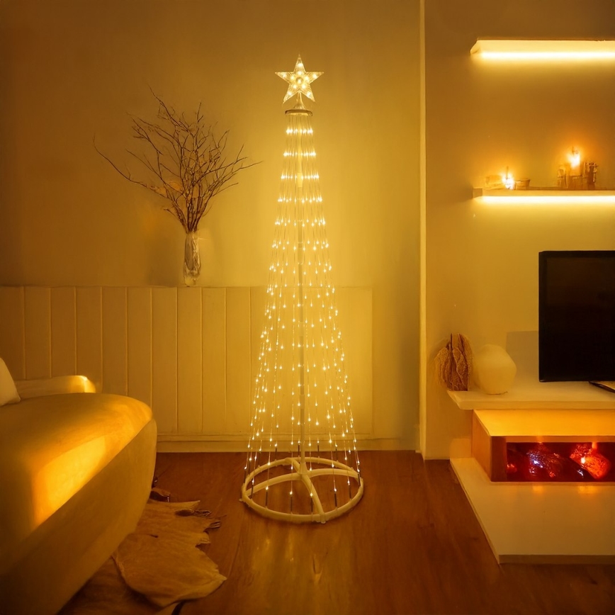 Brad de Crăciun LED RGBW cu reglare a intensității, pentru exterior, 180 cm, 4W, 230V, IP44, cu telecomandă