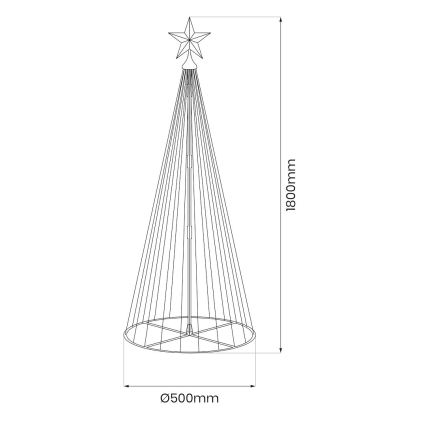 Brad de Crăciun LED RGBW cu reglare a intensității, pentru exterior, 180 cm, 4W, 230V, IP44, cu telecomandă