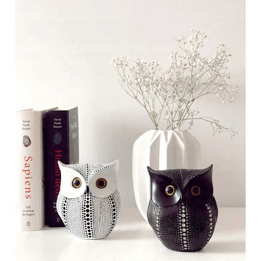 Decorațiune de masă 15 cm, alb/negru