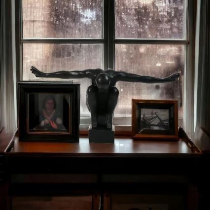 Decorațiune de masă din rășină, 25 x 41 x 20 cm, negru