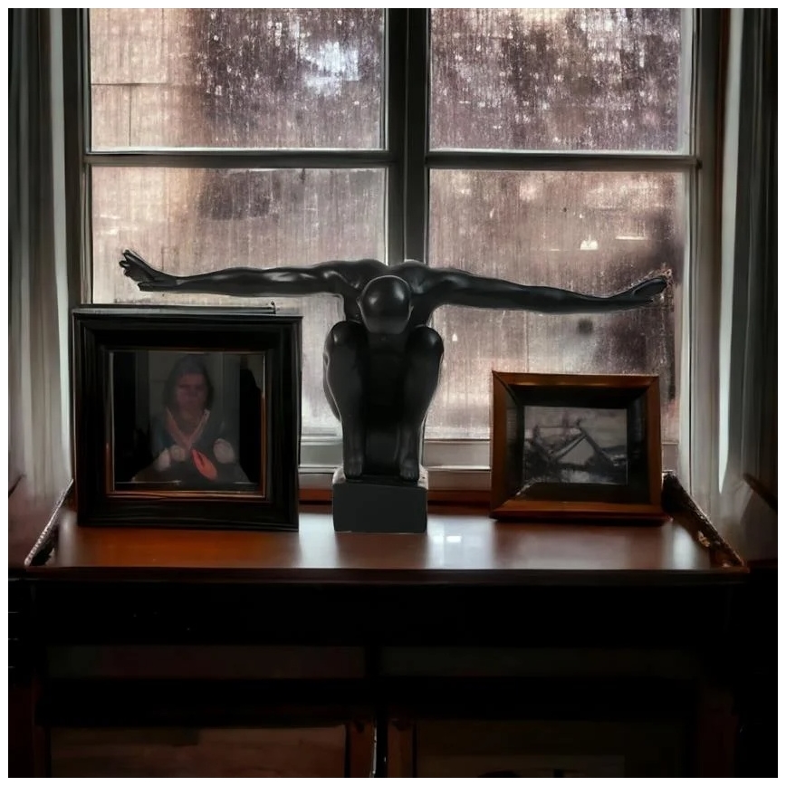 Decorațiune de masă din rășină, 25 x 41 x 20 cm, negru