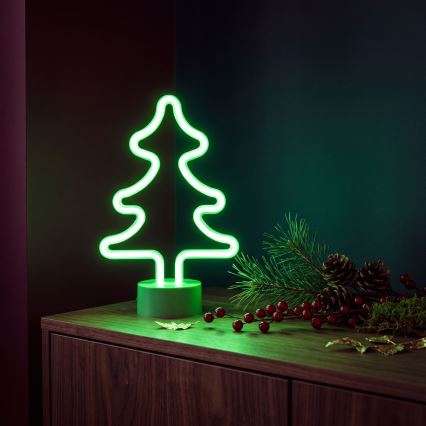 Decorațiune de masă LED neon / 2W / 3xAA / USB - Copac