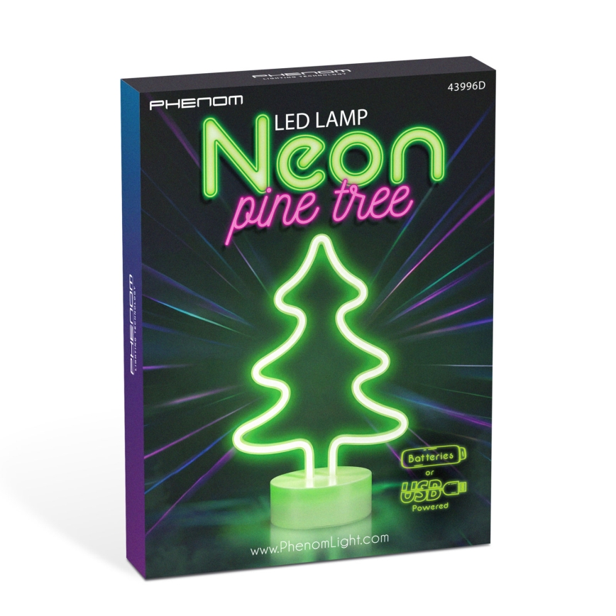 Decorațiune de masă LED neon / 2W / 3xAA / USB - Copac