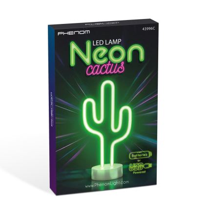 Decorațiune de masă tip neon LED/2W/3xAA USB cactus