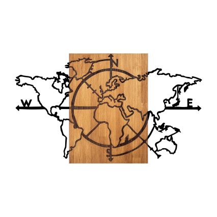 Decorațiune de perete 119x70 cm lemn/metal hartă