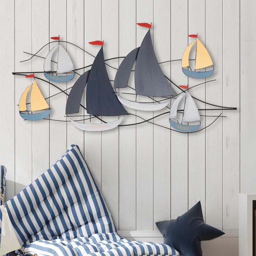 Decorațiune de perete 120x60 cm metal bărci cu vele