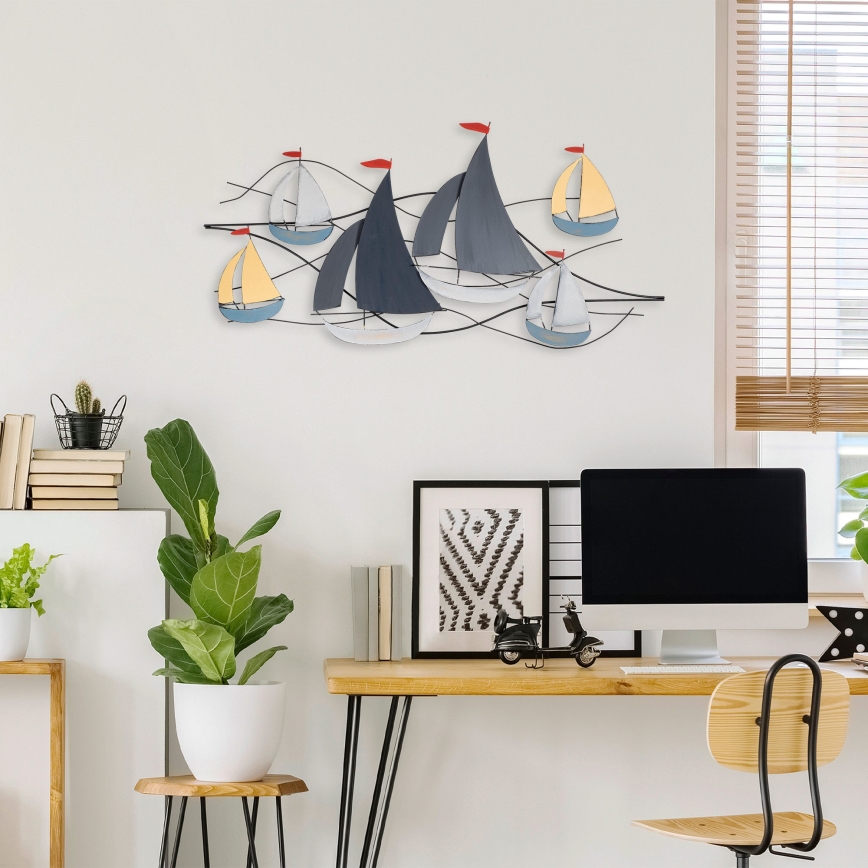 Decorațiune de perete 120x60 cm metal bărci cu vele