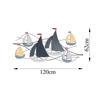 Decorațiune de perete 120x60 cm metal bărci cu vele