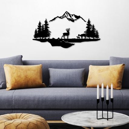 Decorațiune de perete 2 buc. 70x38 metal/negru cerb