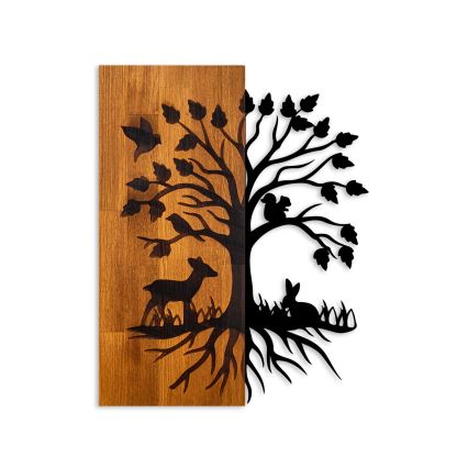 Decorațiune de perete 46x58 cm lemn/metal copac