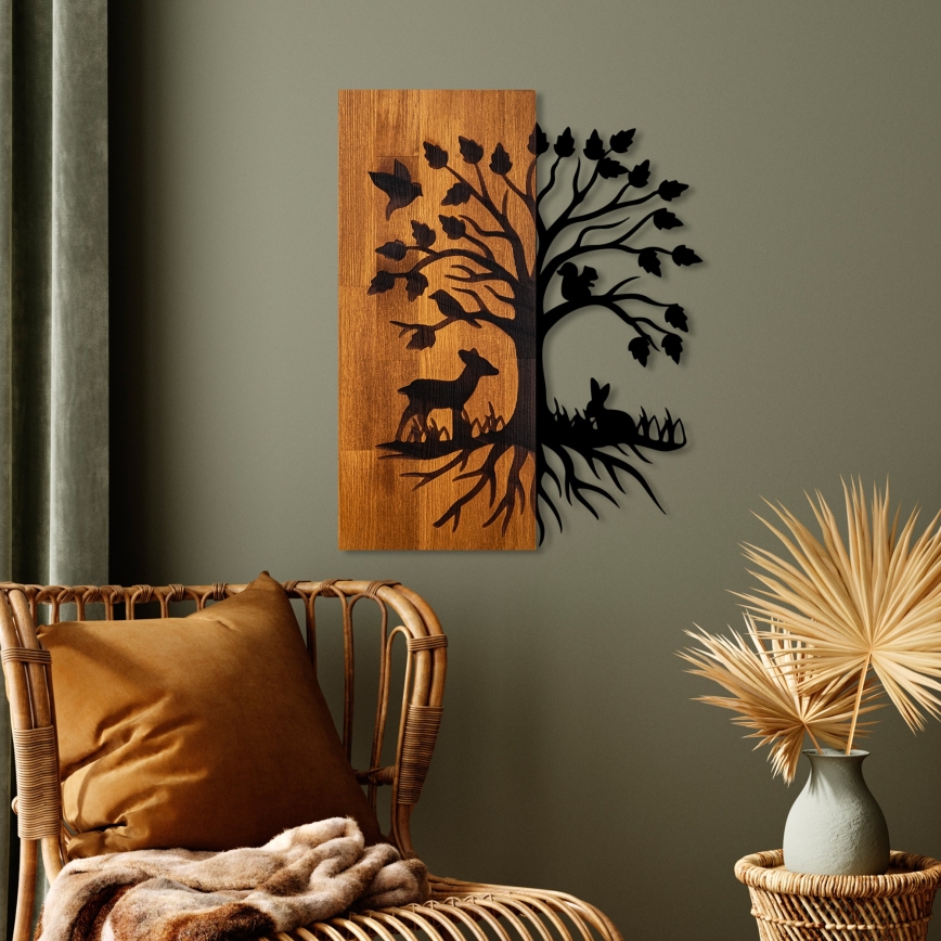 Decorațiune de perete 46x58 cm lemn/metal copac