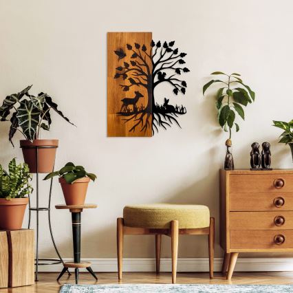 Decorațiune de perete 46x58 cm lemn/metal copac