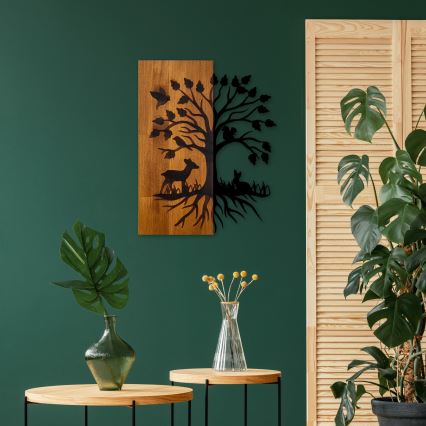 Decorațiune de perete 46x58 cm lemn/metal copac