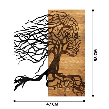 Decorațiune de perete 47x58 cm lemn/metal Pomul vieții