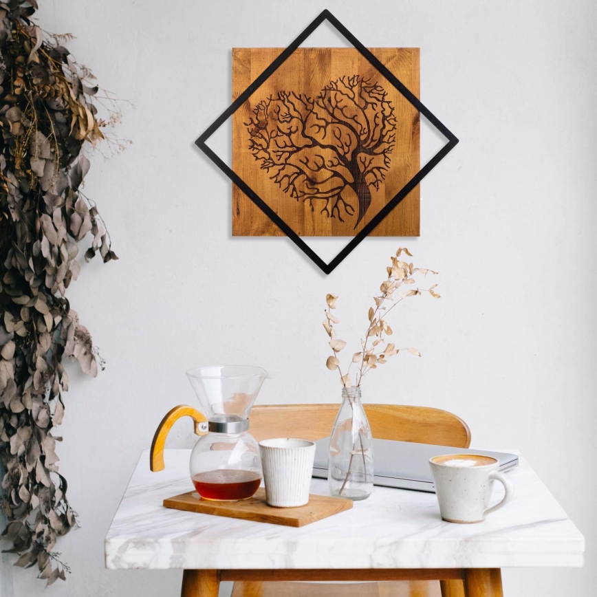 Decorațiune de perete 54x54 cm lemn/metal copac