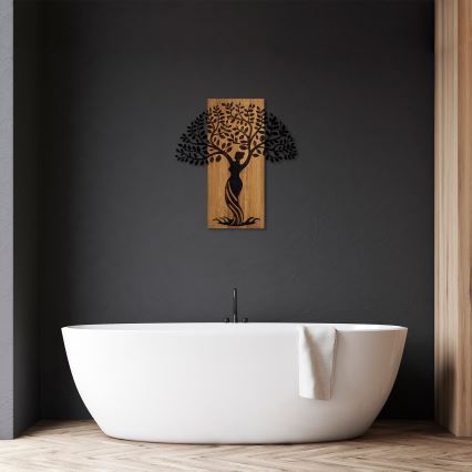 Decorațiune de perete 54x58 cm lemn/metal copac