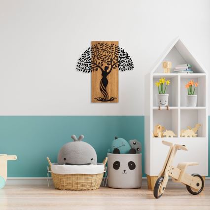 Decorațiune de perete 54x58 cm lemn/metal copac