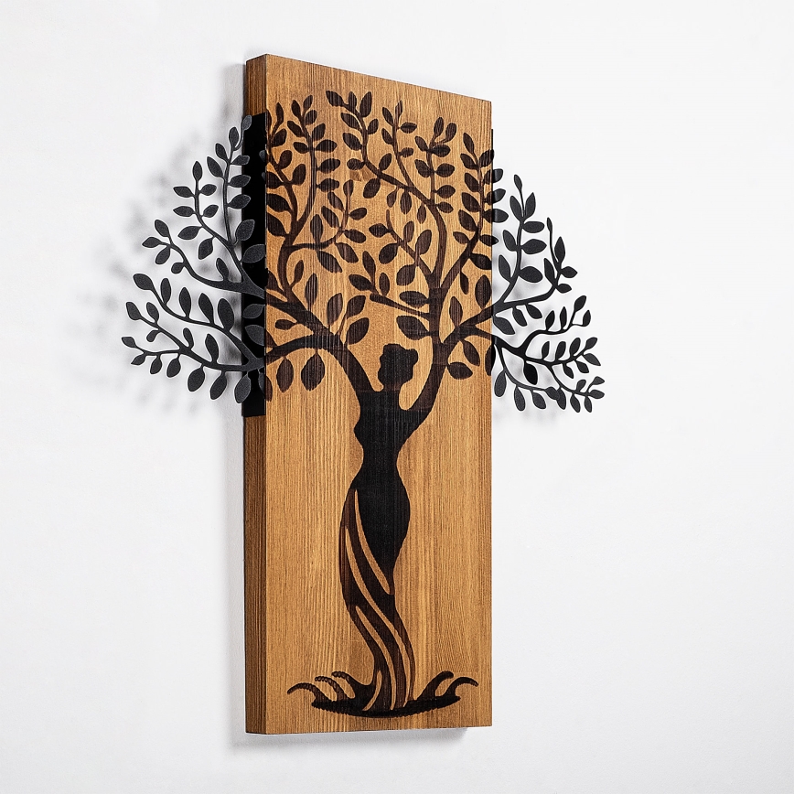 Decorațiune de perete 54x58 cm lemn/metal copac