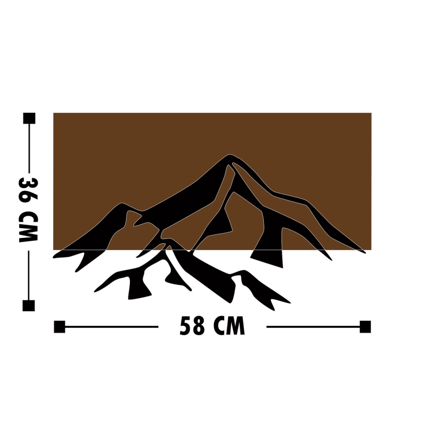 Decorațiune de perete 58x36 cm lemn/metal munți