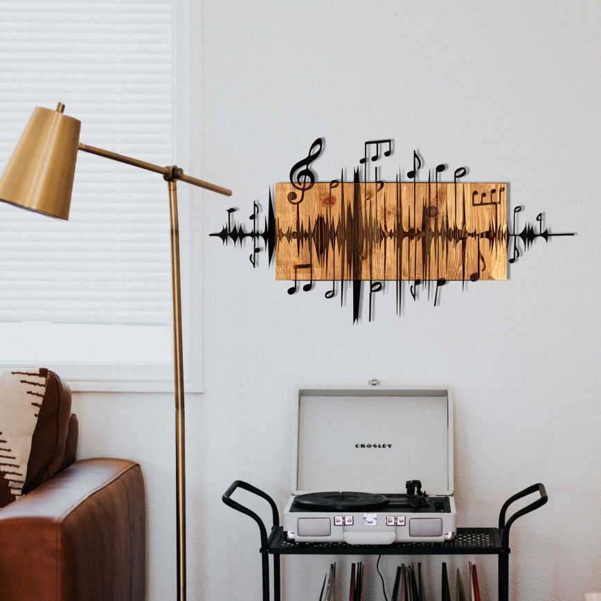 Decorațiune de perete 90x47 cm lemn/metal note