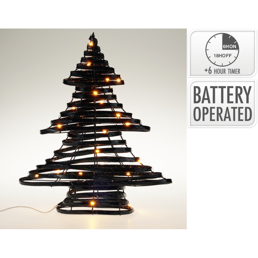 Decorațiune LED de Crăciun 30xLED/3xAA 40 cm alb cald brăduț/negru