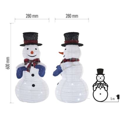 Decorațiune LED de Crăciun, 60 LED, 60 cm, IP44, lumină albă rece