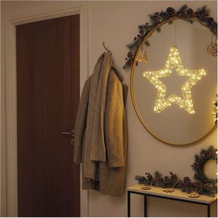 Decorațiune LED de Crăciun 60xLED/3AA stea alb cald
