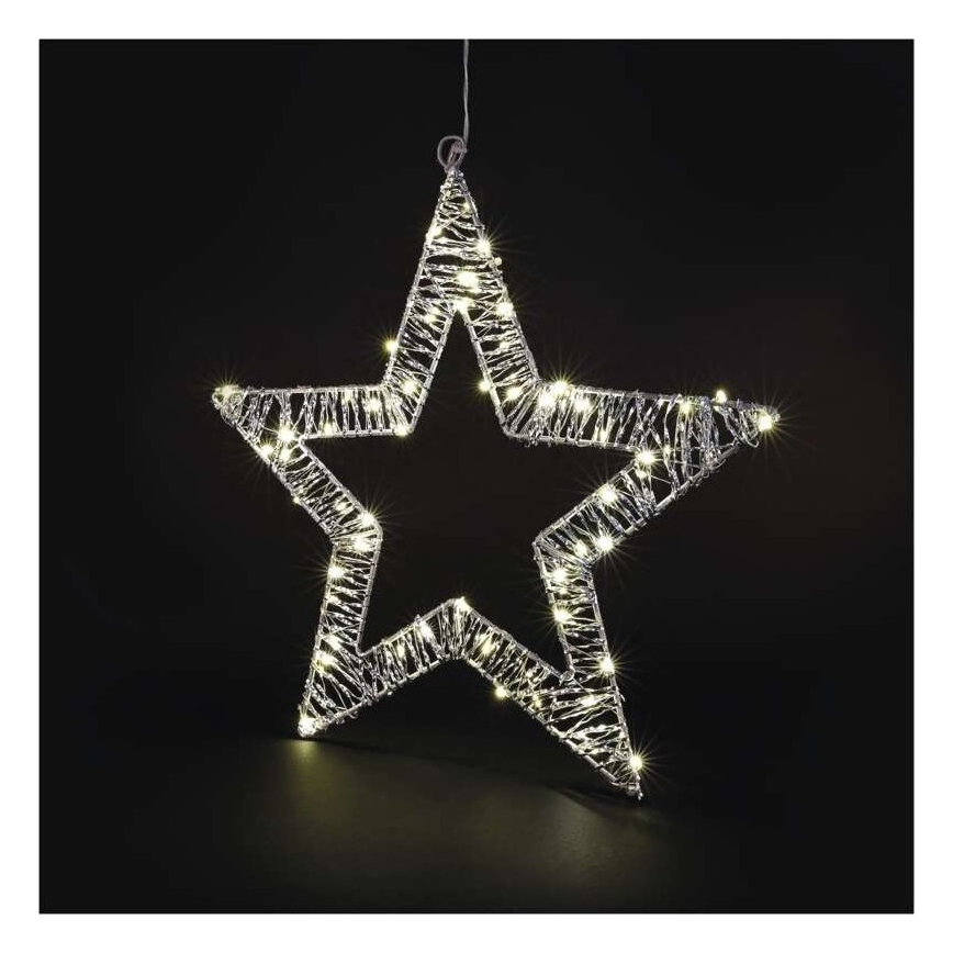 Decorațiune LED de Crăciun 60xLED/3AA stea alb cald