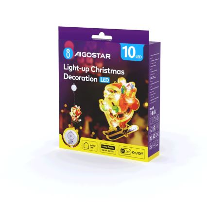 Decorațiune LED de Crăciun Aigostar LED/3xAAA Moș Crăciun pe schiuri 23cm