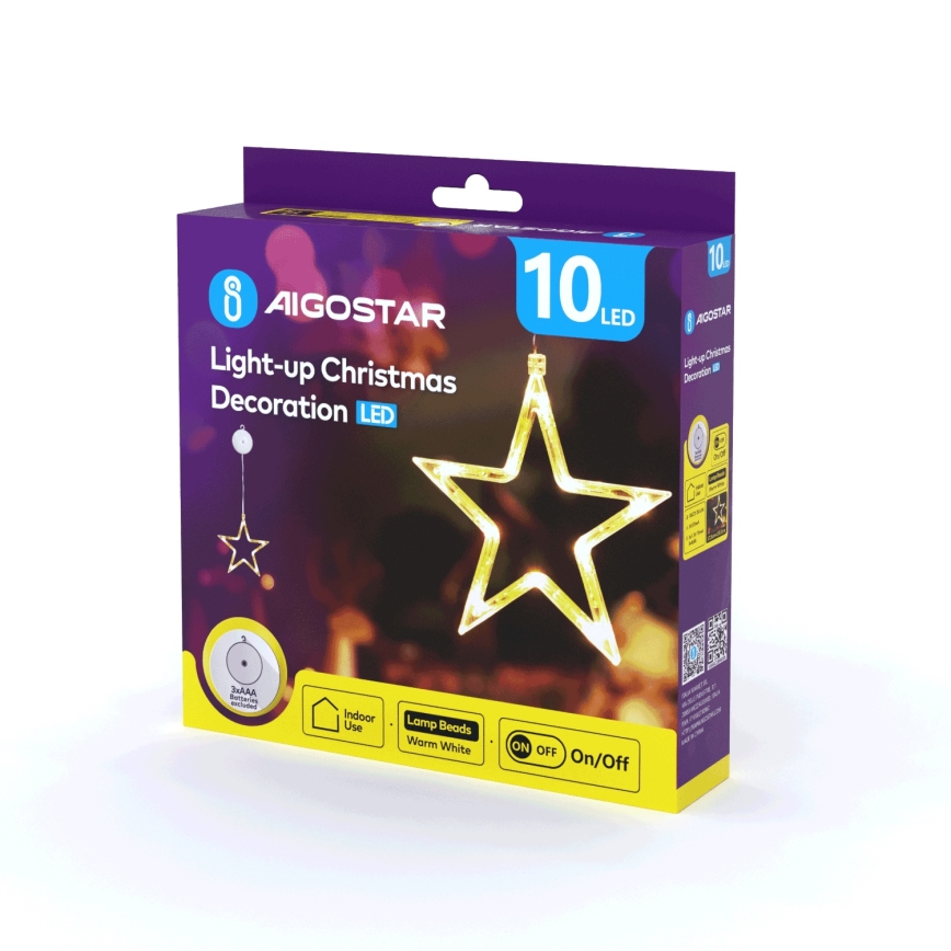 Decorațiune LED de Crăciun Aigostar LED/3xAAA stea 19cm
