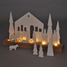 Decorațiune LED de Crăciun LED/2xAAA lemn sat