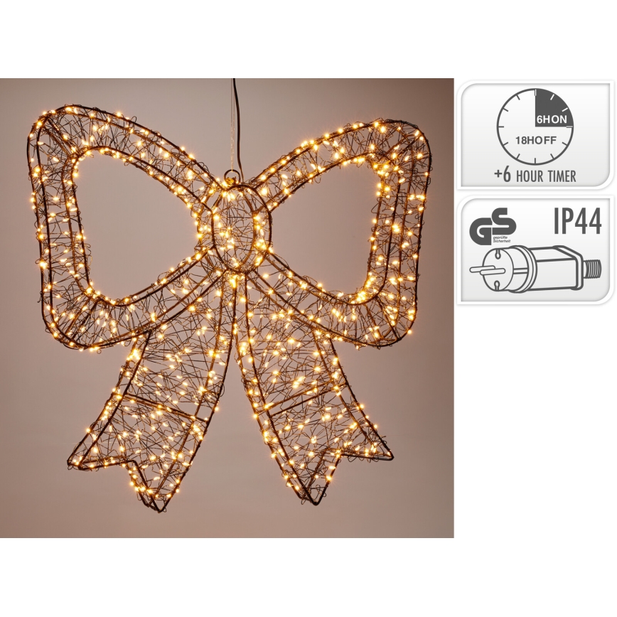 Decorațiune LED de Crăciun pentru exterior 720xLED/6W/230V 46 cm IP44 alb cald fundă/neagră